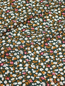 Штапель "Цветочный микс на темно-зеленом", ВИД2, ш.1.43м, вискоза-100%, 100гр/м.кв