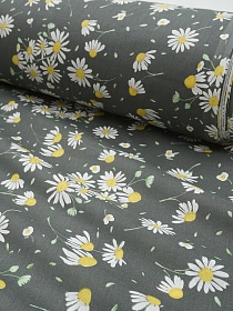 Перкаль "Скромная ромашка" цв.брезентово-серый, ш.2.2м, хлопок-100%, 105гр/м.кв