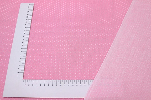 Сатин "Белое пшено на розовом", ш.1.60м, хлопок-100%, 110гр/м.кв