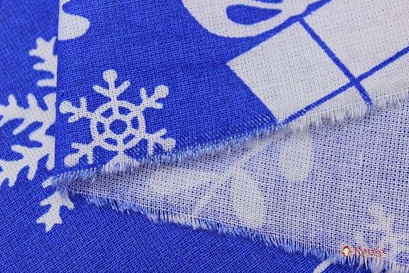 Бязь"Зимнее настроение" цв.василек, ш.1.5м, хлопок-100%, 140гр/м.кв