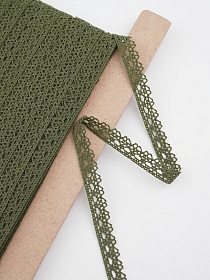 Кружево цв.темный хаки, ш.12мм, хлопок-90%, п/э-10%