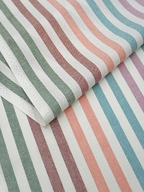 Холст полотенечный "Бордовые/лососевые/мятные полосы", ш.0.5м, лен-30%, хл-70%, 140гр/м.кв