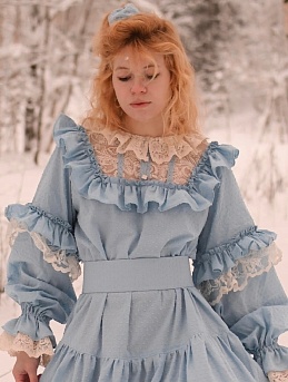 Платье из фактурного хлопка и кружевного полотна