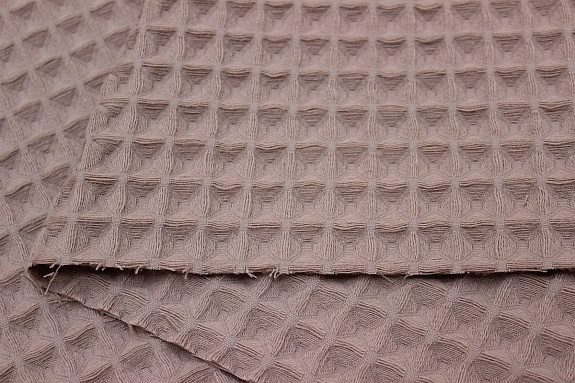 Вафельное премиум-полотно "Бохо" цв.кофейный с розовым оттенком, ш.1.5м, хлопок-100%, 230гр/м.кв