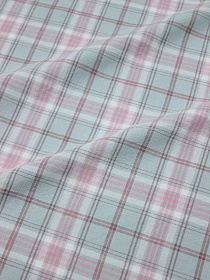 Вареный (стираный) хлопок "Клетка" цв.мятная дымка/розовый, ш.2.5м, хлопок-100%, 125гр/м.кв