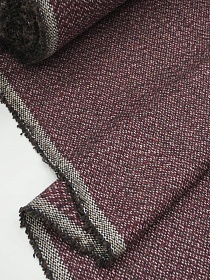 Шерсть пальтово-костюмная Твид "Зигзаг" цв.темно-вишневый меланж, ш.1.5м, шерсть-30%, п/э-70%