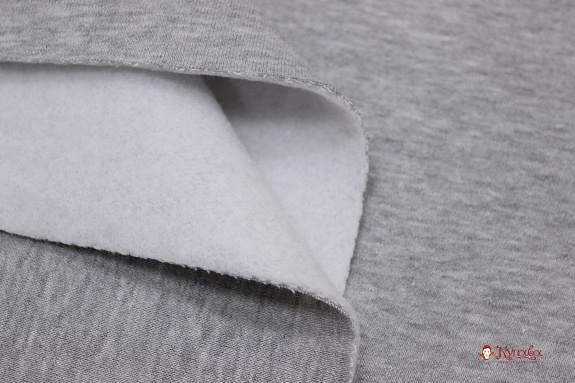 Футер 3-х нит. начес цв.Серо-белый меланж, ш.1.85м, Карде, хлопок-90%, п/э-10%, 330гр/м.кв