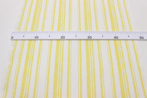 Холст полотенечный "Желтые полосы на белом", ш.0.5м, лен-100%, 240гр/м.кв