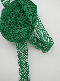 Кружево цв.изумрудно-зеленый, ш.30мм, хлопок-90%, п/э-10%, 10м, рис.024/31