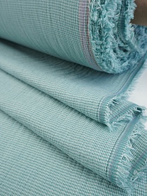 Муслин двухслойный пестротканый "Микроклетка" цв.белый/зелено-бирюзовый, ш.2.5м, хлопок-100%, 115гр/м.кв