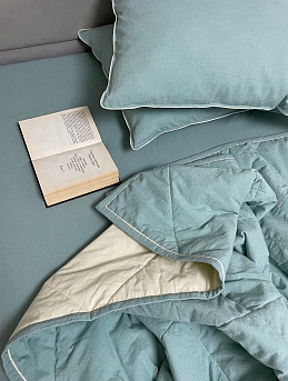 Постельное белье из вареного хлопка в цвете мятная дымка меланж-2