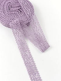 Кружево цв.светло-сиреневый, ш.27мм, хлопок-90%, п/э-10%, 10м, рис.101/27