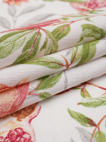 Рогожка "Сочный гранат" цв.белый, ш.1.5м, хлопок-100%, 150гр/м.кв