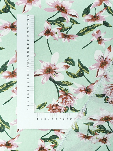 Штапель "Сладкое благоухание" цв.морозная мята, ш.1.46м, вискоза-100%, 90гр/м.кв