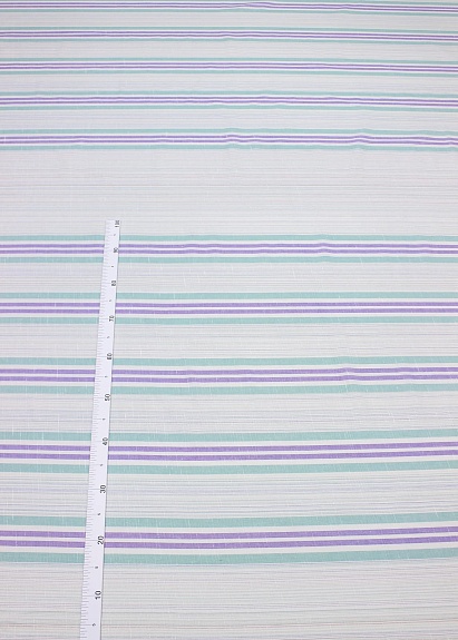 Полулен "Постельный меланж с узкой мятной/сиреневой полоской", ш.2.2м, лен-30%,хл-70%, 135гр/м.кв