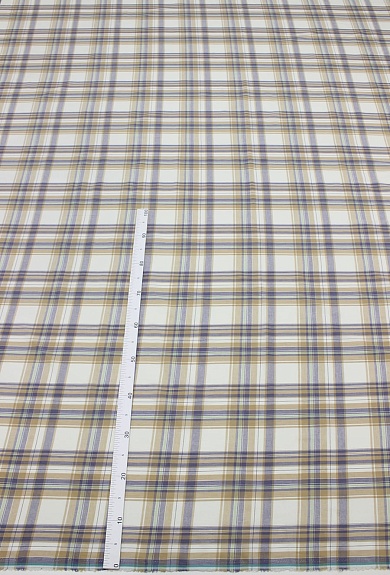 Вареный (стираный) хлопок "Тройная клетка на белом", ш.2.5м, хлопок-100%, 115гр/м.кв