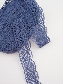 Кружево цв.винтажно-джинсовый, ш.30мм, хлопок-90%, п/э-10%, 10м