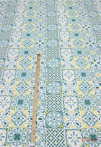 Бязь "Тенерифе - мозаика" цв.зеленый, (комп), ш.2.2м, хлопок-100%, 120гр/м.кв