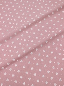 Теплый хлопок "Набойка - листочки" цв.розовая дымка, ш.1.48м, хлопок-100%, 160гр/м.кв