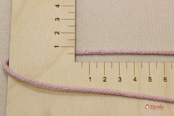 Шнур цв.светло-розовая дымка, 3мм, хлопок-100%