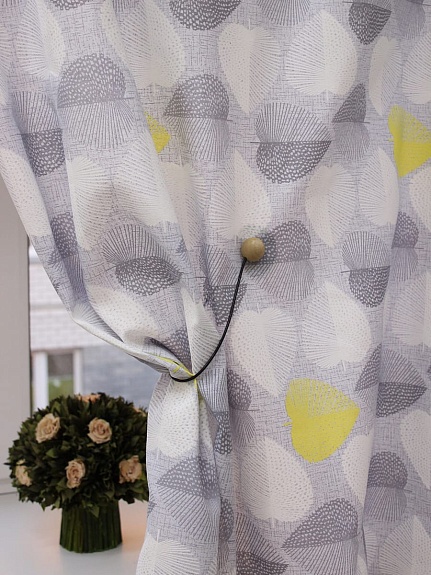 Мерный лоскут(ткань в отрезах) - Рогожка "Геометрические листочки", ш.1.5м, хлопок-100%, 160гр/м.кв