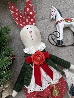 Игрушка зайчик из бязи и перкали