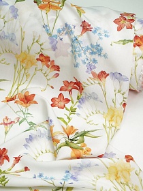 Штапель Премиум Цифр.печать "Магия лета" цв.белый, ш.1.45м, вискоза-100%, 105гр/м.кв