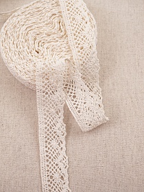 Кружево цв.ванильный, ш.30мм, хлопок-90%, п/э-10%, 10м, рис.111/2