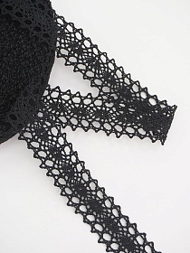 Кружево цв.черный, ш.19мм, хлопок-90%, п/э-10%, 10м, рис.047/26