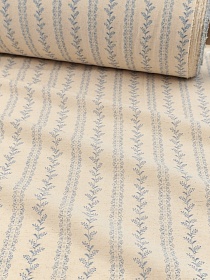 Хлопколен Цифр.печать "Веточки-дорожки" (на суровом), цв.синий, ш.1.4м, лен-10%, хл-90%, 125гр/м.кв 