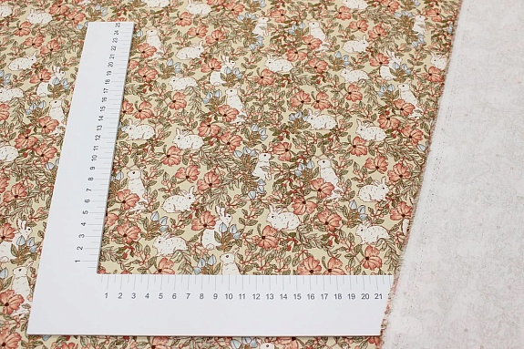 Плательный хлопок (Digital) "Ягодный плутишка" цв.телесно-бежевый, ш.1.5м, хлопок-100%, 150гр/м.кв