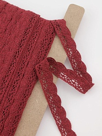 Кружево цв.винтажный бордово-красный, ш.19мм, хлопок-90%, п/э-10%