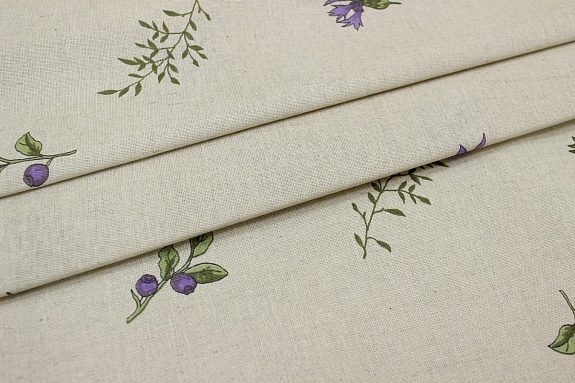 Брак(уценка) Полулен "Датский гусь по кайме" цв.фиолетовый, (на суровом), ш.1.5м, лен-30%, хл-70%