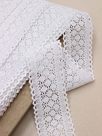 Кружево цв.белый, ш.60мм, хлопок-90%, п/э-10%, рис.153/1