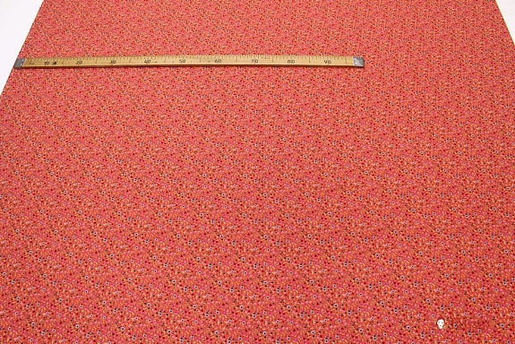Штапель Премиум "Цветочная мириада" цв.винтажный красно-терракотовый, ш.1.42м, вискоза-100%, 110гр/м