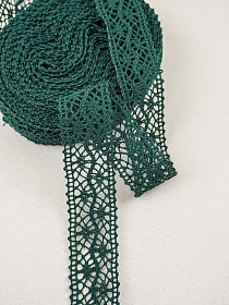 Кружево цв.хвойно-зеленый, ш.27мм, хлопок-90%, п/э-10%, 10м, рис.101/33