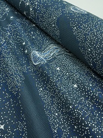 Вафельное полотно "Морские обитатели" цв.чернильный, ш.1.5м, хлопок-100%, 150гр/м.кв