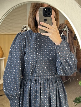 Платье из Плательного хлопка "Мелкие бордово-белые цветочки"