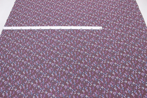 Штапель Премиум "Цветочный ручеек" цв.кофейно-лиловый, ш.1.45м, вискоза-100%, 120гр/м.кв