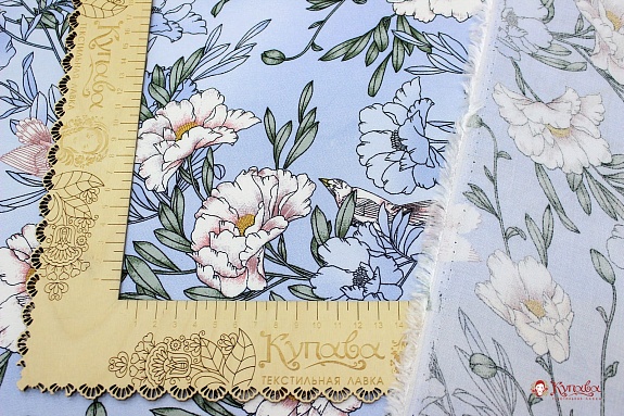 Штапель Премиум "Летний перезвон" цв.голубые сумерки, ш.1.44м, вискоза-100%, 100гр/м.кв