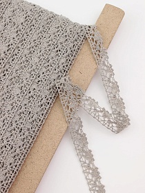 Кружево цв.серо-бежевый с оливковым оттенком, ш.15мм, хлопок-90%, п/э-10%, рис.016/5