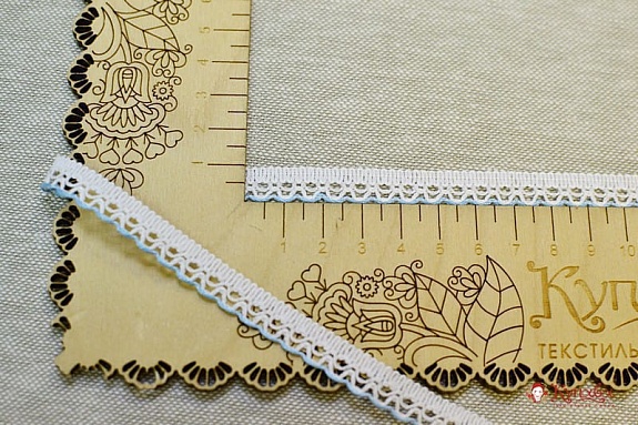 Кружево цв.белый/голубой, 11мм, хлопок-90%, п/э-10%