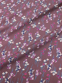 Штапель Премиум "Цветочный ручеек" цв.кофейно-лиловый, ВИД2, ш.1.45м, вискоза-100%, 120гр/м.кв