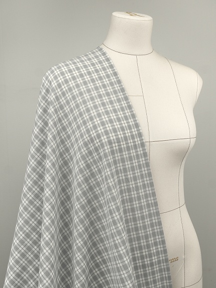 Вареный (стираный) хлопок "Клетка" цв.светло-серый, ш.2.5м, хл-100%, 110гр/кв.м