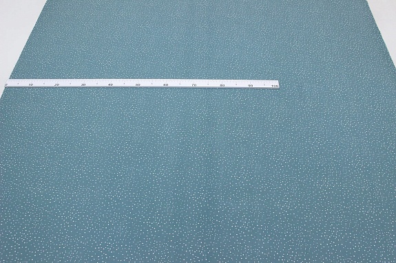 Штапель "Белые крапинки на винтажной морской волне", ш.1.45м, вискоза-100%, 105гр/м.кв 