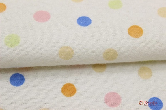 Фланель "Разноцветный горошек на молочном", ш.0,87м, хлопок-100%, 160гр/м.кв