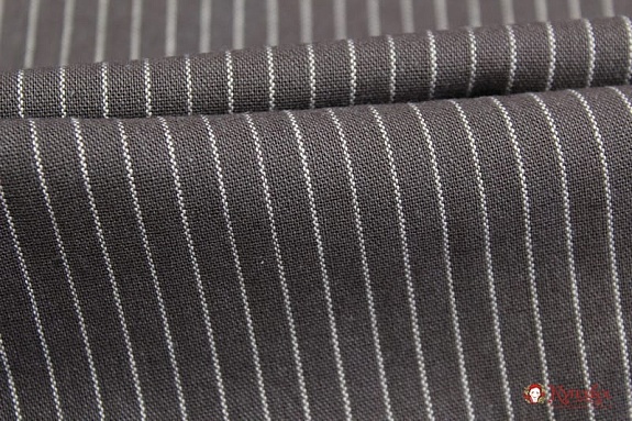 БРАК(цена снижена)Пестрядь "Средняя полоска на серо-коричневом", ш.1,42м, хл-95%, п/э-5%, 165гр/м.кв