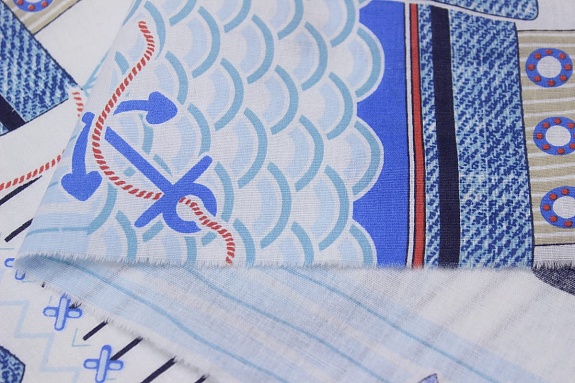 Поплин "Кораблики", ш.1.5м, хлопок-100%, 110гр/м.кв