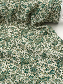 Плательная вискоза Цифр.печать "Восточная муза" цв.зеленый, ш.1.5м, вискоза-80%, нейлон-20%, 95гр/м.