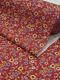 Перкаль "Сказочный цветник" цв.красный, ш.1.5м, хлопок-100%, 125гр/м.кв